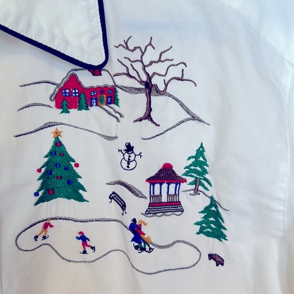 Vintage Signatures Northern Isles 14 White Winter Scene Button Down Shirt - Picture 4 of 9